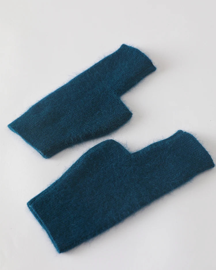Raccoon Wool Fingerless Thumb Hole Gloves