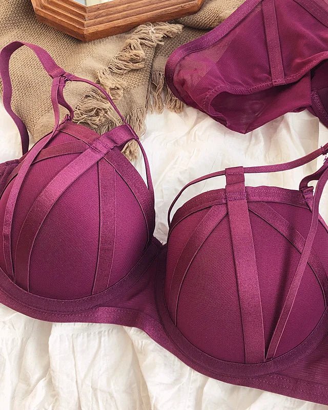 Classic Bandage Lace Cutout Push-Up Bra Set