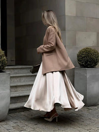 Elegant Satin High Waist Maxi Skirt