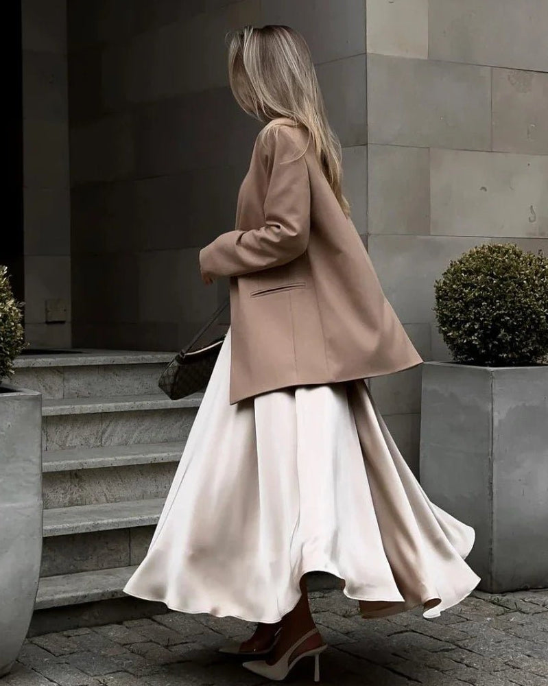 Elegant Satin High Waist Maxi Skirt