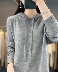Merino Wool Hooded Midi Knit Dress