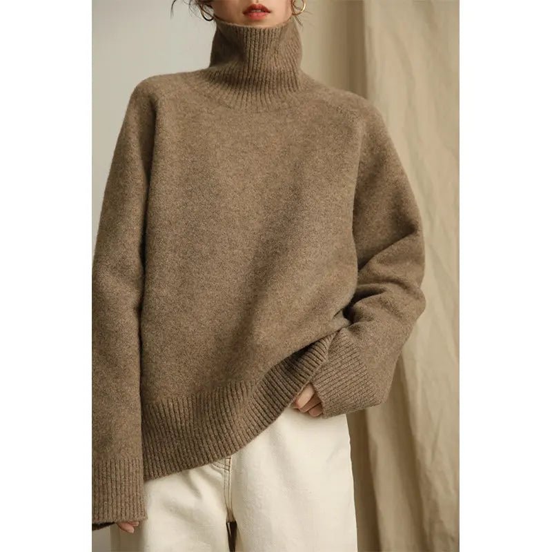 100% Wool Loose Turtleneck Sweater