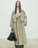 Oversized Double-Breasted Long Trench Coat