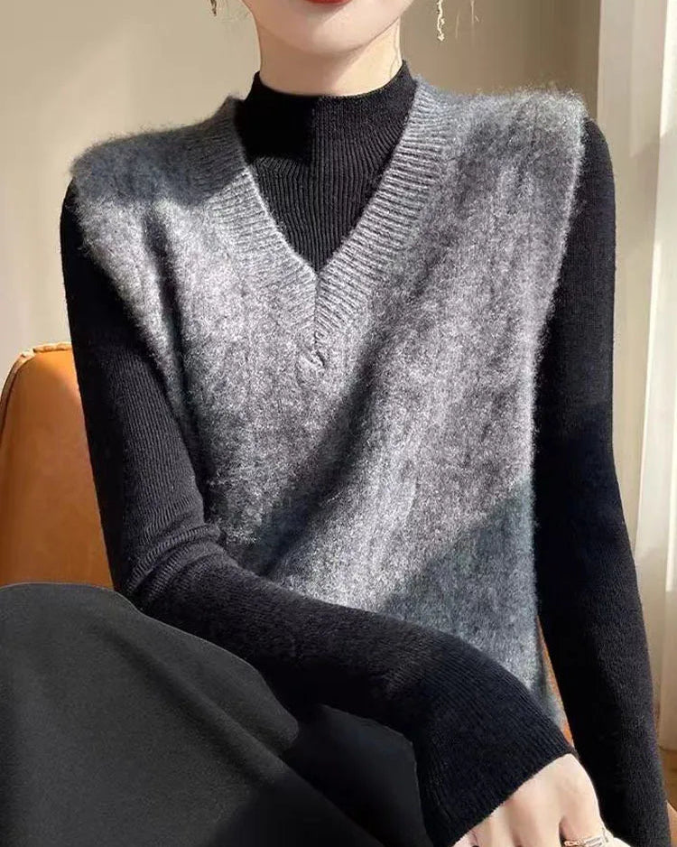 Stylish Loose V-Neck Knitted Vest