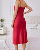 Solid V-Neck Sleeveless Mid-Length Nightgown