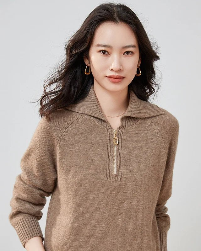 Pure Cashmere Half-zip Collar Jumper
