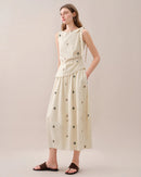Embroidered Tulip Midi Skirt