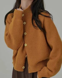 Pure Cashmere Solid Loose Thick Knit Cardigan Coat