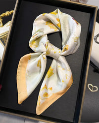 Floral Print Satin Square Scarf