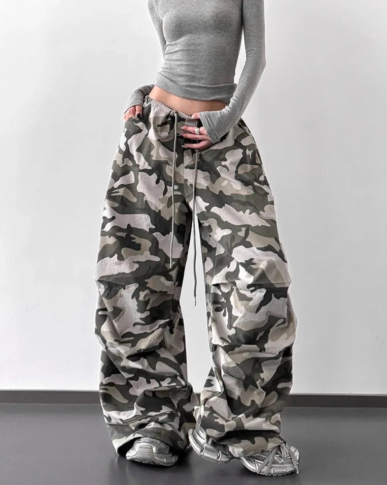Relaxed Camo High Waist Trousers