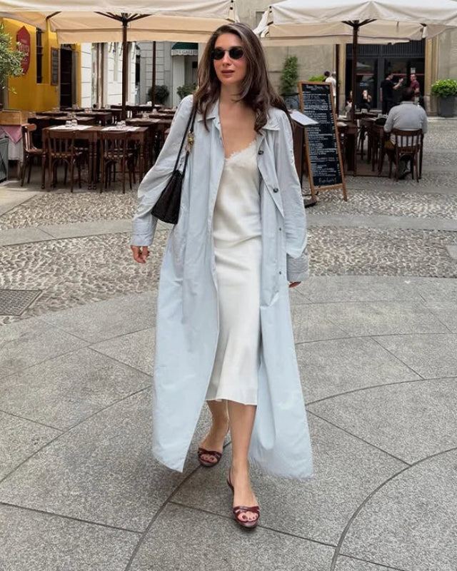 Women Stand Collar Long Trench Coat