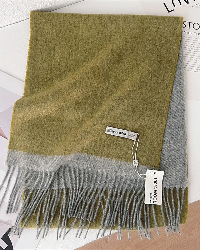 Two-Tone Wool Fringe Scarf
