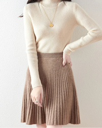 Wavy High-Waisted Sweet Knit Wool Mini Skirt