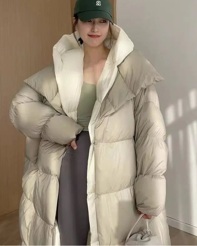 Layered-Look Hooded Cotton-Padded Coat