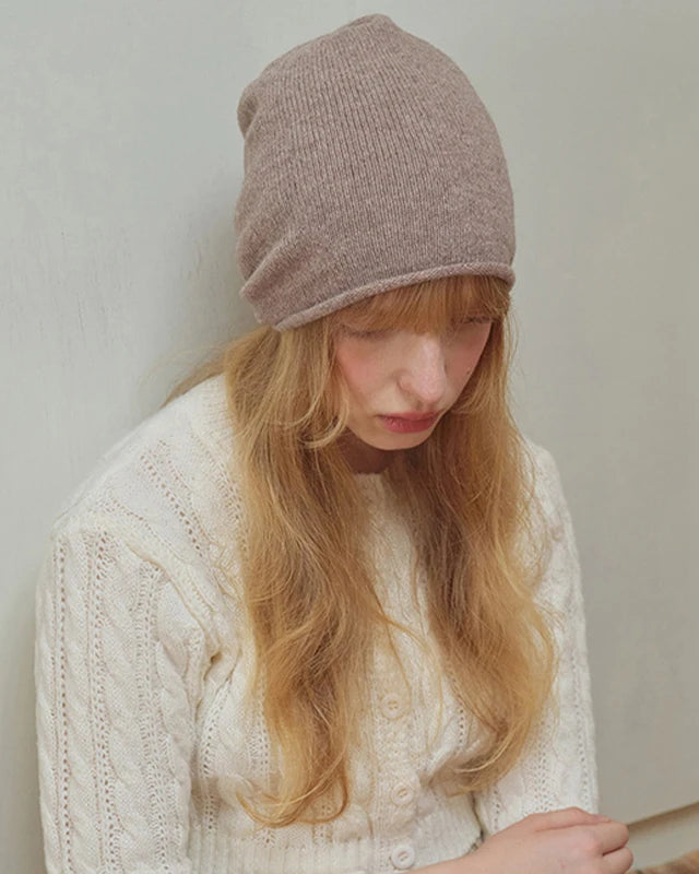 Rolled-Edge Wool Slouch Beanie