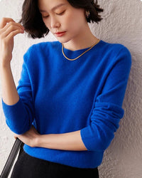 Crew Neck Long-Sleeved Cashmere Knit Sweater