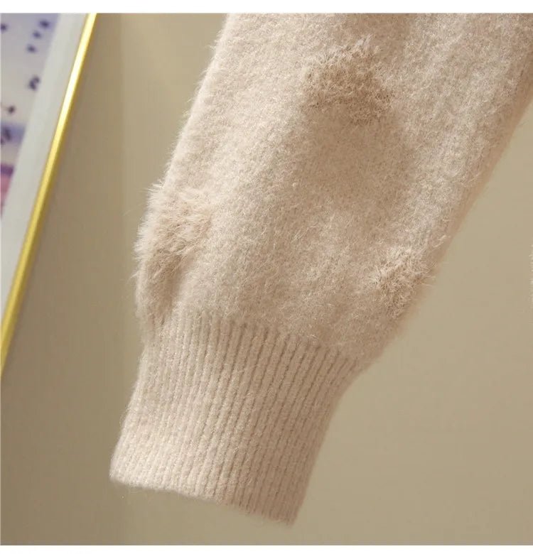 Pink Heart Winter Knitted Sweater