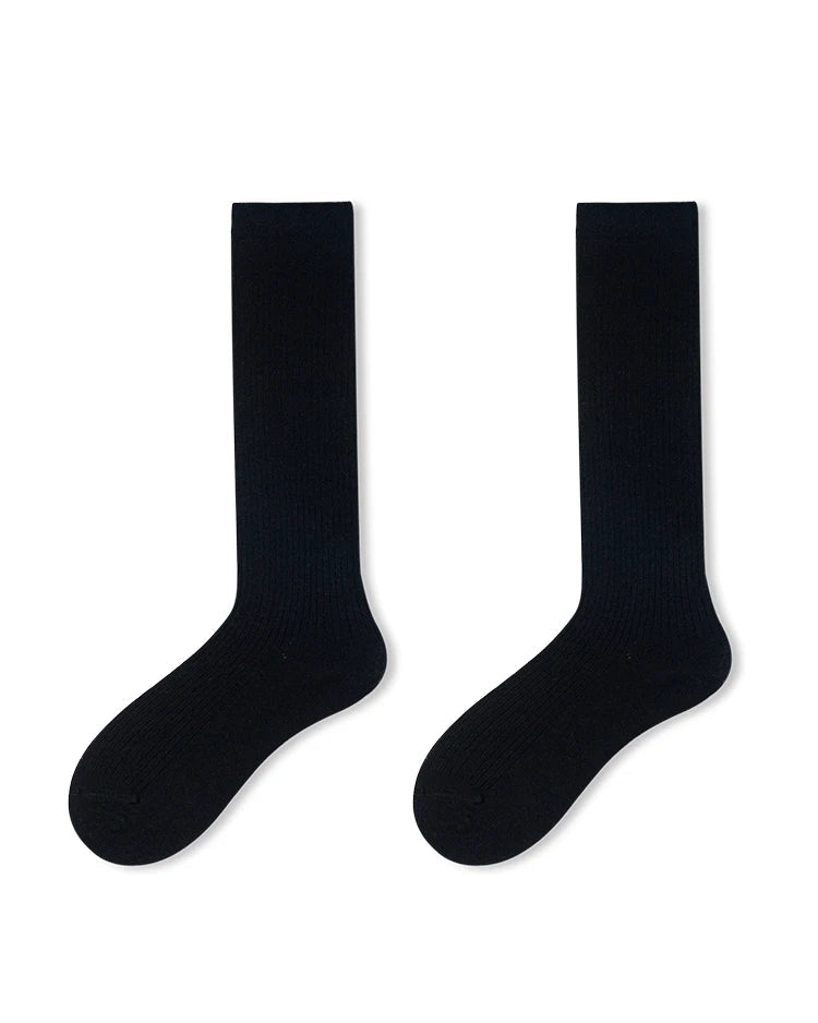Wool Blend Ribbed Calf Socks