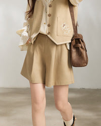 Relaxed Pleat-Front Wide-Leg Shorts
