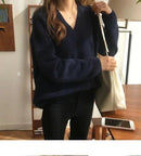 Gentle Herd Slouchy V-neck Wool Sweater