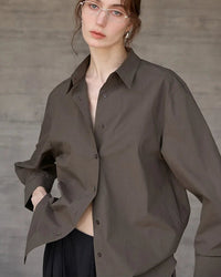 Casual Collared Single-Breasted Loose-Fitting Shirt