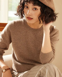 Cashmere Crew Neck Long-Sleeved Pullover Sweater