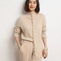Cashmere Knitted Causal Stand-up Collar Cardigan