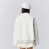 Turn-down Collar Plush Edge Quilted Jacket