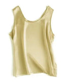 Crew-Neck Sleeveless Silk Top
