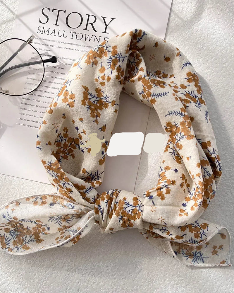 Floral Print Small Square Scarf