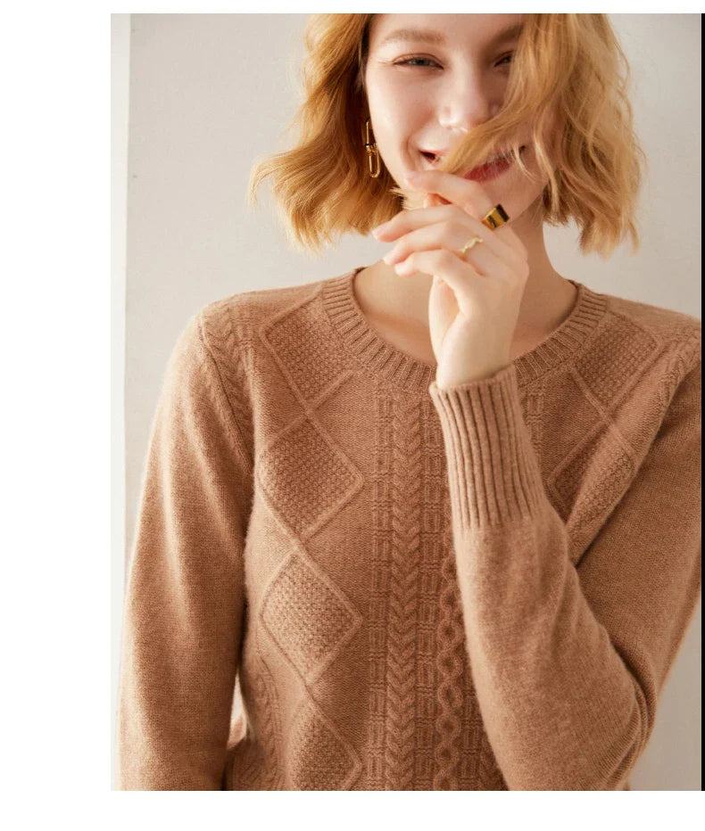 Round-Neck 100% Merino Wool Sweater