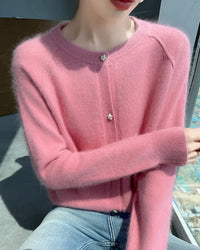 Soft Mink Cashmere O-Neck Cardigan