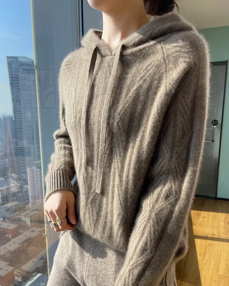 Stylish Wool Knitted Hooded Sweatshirt