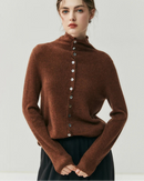 Cashmere Reversible Turtleneck Cardigan Sweater