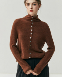 Cashmere Reversible Turtleneck Cardigan Sweater