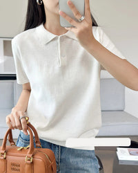 Cotton-Collared Short-Sleeved T-Shirt
