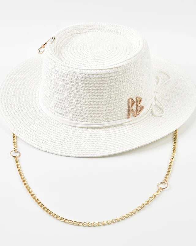 Ribbon-Trim Straw Sun Hat