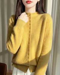 Mock Neck Merino Wool Cardigan