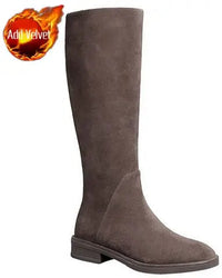 Suede Zip Knee Plush-High Boots