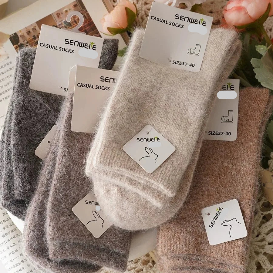 Wool Rabbit Hair Mid-Tube Socks
