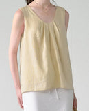 Linen Sleeveless Round Neck Loose Shirt