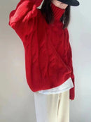 Criss-Cross High Neck Pure Wool Sweater