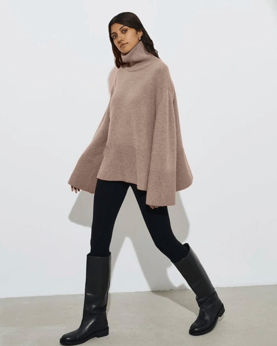 Turtle Neck Basic Knitted Split Pullover