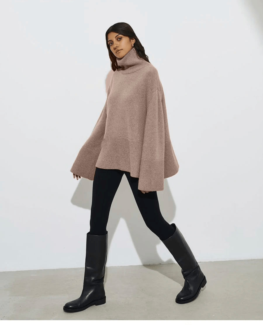Turtle Neck Basic Knitted Split Pullover