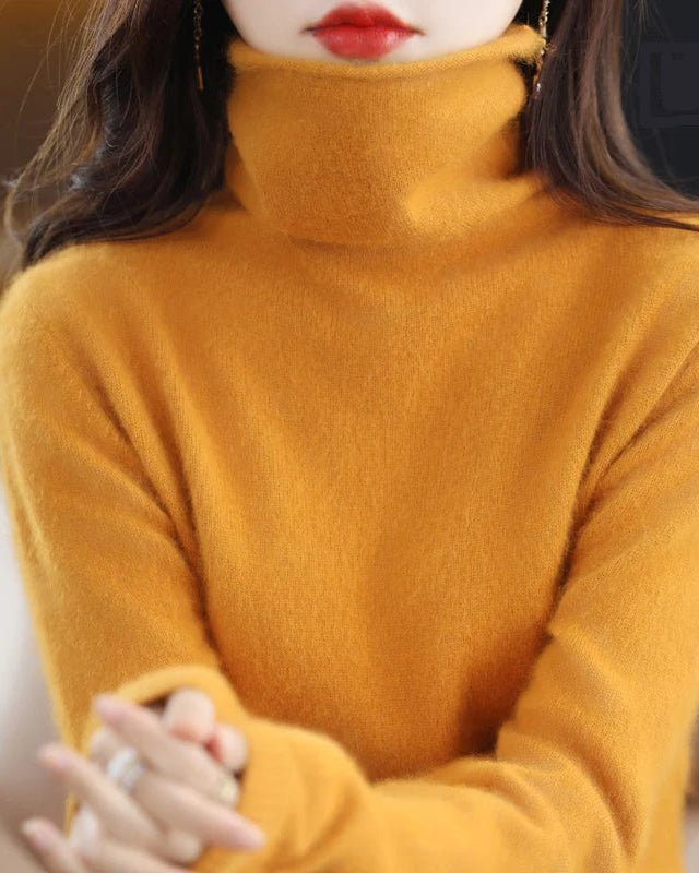 High-Neck Mink Cashmere Pullover Sweater