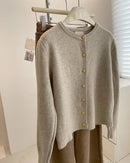 Casual Long-Sleeved Round-Neck Cardigan Sweater