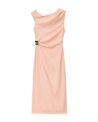 Asymmetric Neck Slit Sleeveless Maxi Dress