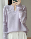 Floral-Embroidered Wool Sweater