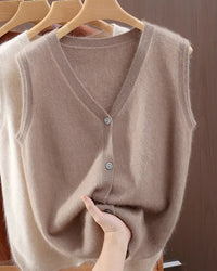 Mink Cashmere V-Neck Vest
