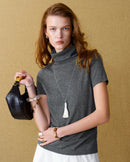 Wool Blend Mock Neck Knit Top